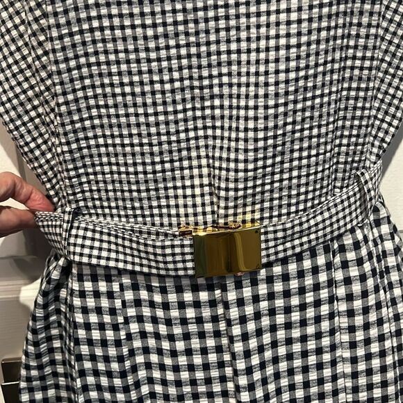 Michael Michael Kors Black/White checked Sleeveless Fit and Flare Dress Size 12 - Picture 3 of 14